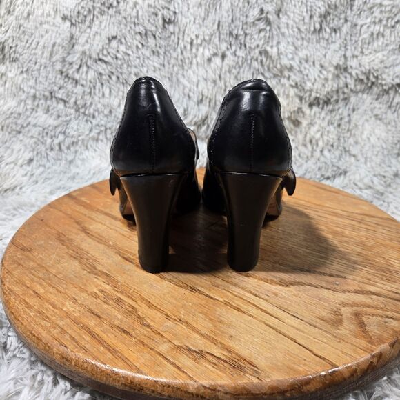 Antonio Melani Womens Size 7.5M Black Leather Stretch Buckle Block Heels Pumps - Picture 2 of 9